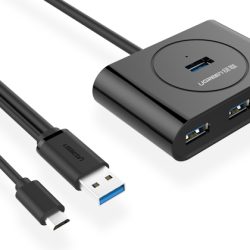 UGREEN USB-C & USB-A 3.0 to 4-Port Hub 1M Black - CR113