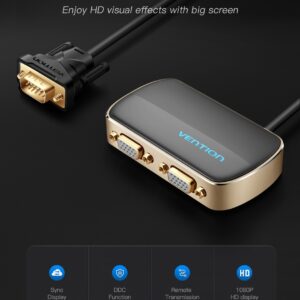 Vention DBABF 1 In 2 Out VGA Splitter 1 Meter (Black)