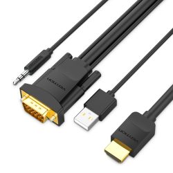 Vention Hdmi To Vga Cable With Audio Output And USB Power Supply 15m Black ABIBG