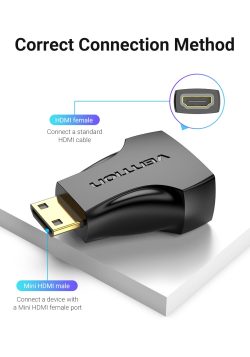 Vention Mini HDMI Male to HDMI Female Adapter Black AISBO