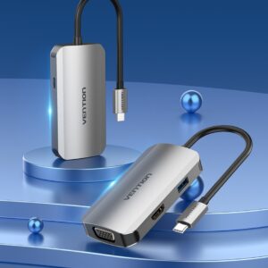 Vention USB C (4 in 1) To HDMI/VGA/USB3.0/ Docking Station-TOAHB