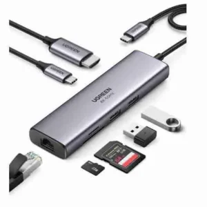 UGREEN CM195 7 in 1 Multifunction Adapter USB-C To USB 3.0 A ( 2 port) + USB-C + 4K HDMI + SD & TF Card reader +PD Converter (UG- 15214)
