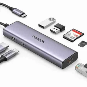 UGREEN CM512 7 in 1 Multifunction Adapter USB-C to USB3.0 (2 Port) + 4K HDMI + RJ45 + SD&TF Card Reader + PD port Converter (UG- 90568)