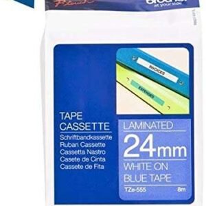 Brother TZE-555 24mm White on Blue Label tape