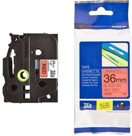 Brother TZE-461 36mm Black on Red Label tape