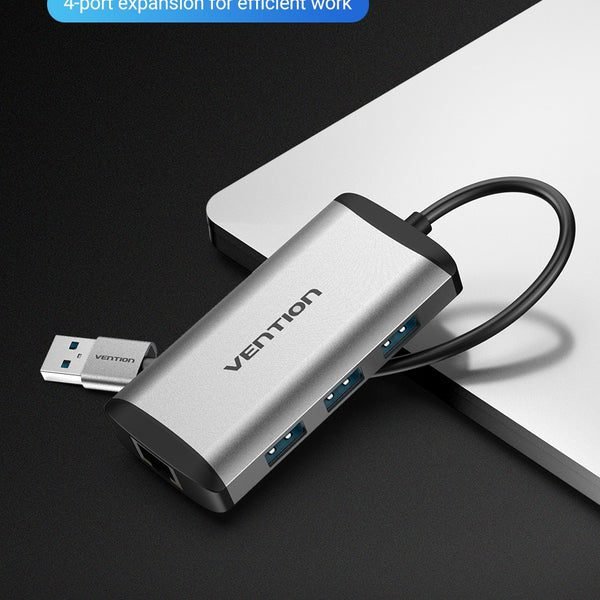 Vention USB 3.0 to USB3.0 (3 PORTS) + Gigabit Ethernet Aluminum Alloy Docking Station-CKBHB
