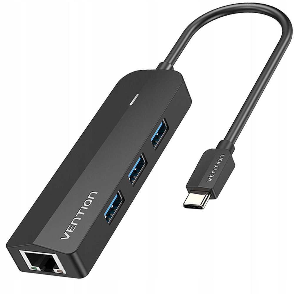 Vention USB-C to 3 USB 3.0 + RJ45/Micro-B HUB 0.15M Black ABS Type, TGPBB