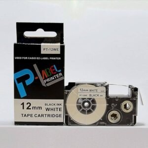 Casio PT-12WE 12mm Black on white labelling tape, Compatible