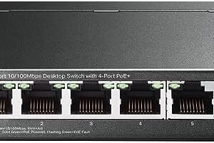 TP-Link 5-Port 10/100Mbps Desktop Switch with 4-Port PoE+ - TL-SF1005P