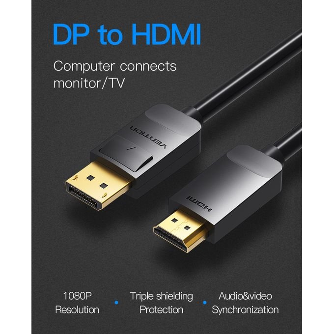 Vention 1.5M Display port to HDMI Cable Black, HADBG