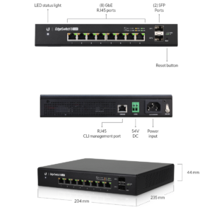 Ubiquiti EdgeSwitch 8-Port Managed PoE+ Gigabit Switch with SFP 150W [ES-8-150W]