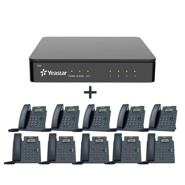 Yeastar S20 IP PBX with, 10 Yealink IP Phones Package Installation